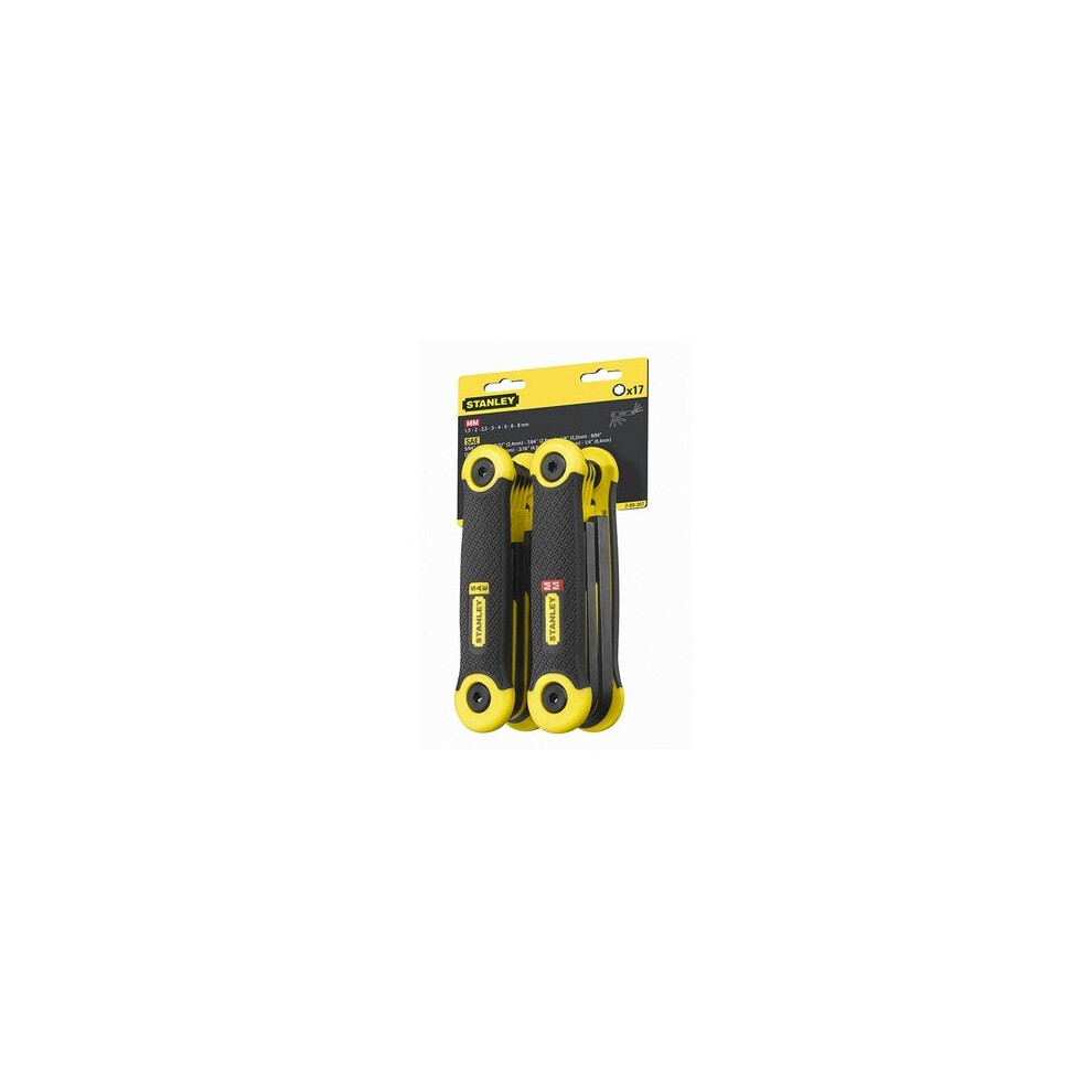 Stanley 2-69-267 Hex Key Allen Key Set Folding 8 Piece Metric and 9 Piece Imperial