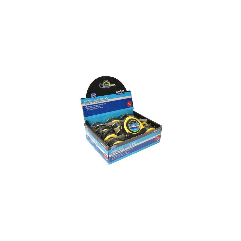 BlueSpot 5m (16ft) Soft Grip Self-Lock Tape Measure