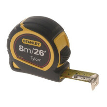 Stanley STA030656N Tylon Pocket Tape 8m/26ft, 25mm Wide - Tru-Zero Hook, Corrosion-Resistant Blade, Carded