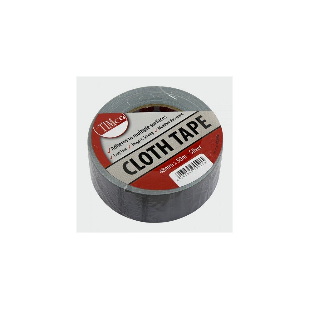 TIMco CTSILVER Cloth Tape Silver 50m x 48mm