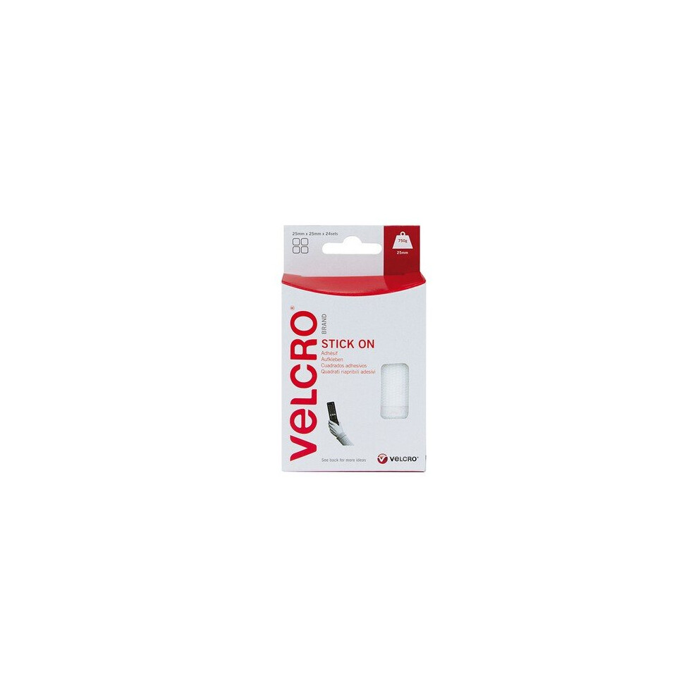 Velcro 60235 Stick On Squares 25mm Pack of 24