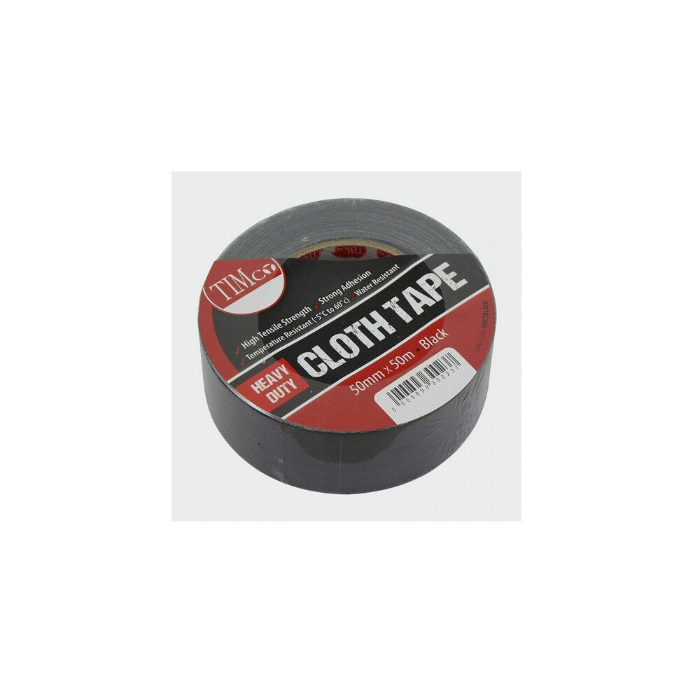 TIMco HDCTBLACK Heavy Duty Cloth Tape Black 50m x 50mm