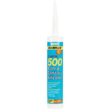 Everbuild Everflex Premium+ 500 Bath & Sanitary Silicone Sealant White 295ml (500WE) - High-Modulus, Anti-Fungal, ISO Tested