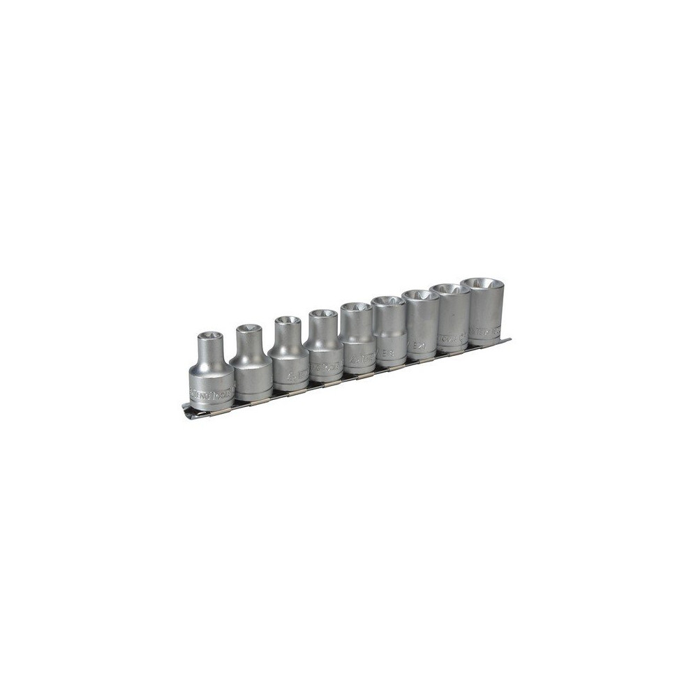 Teng M1210 M1210 Socket Clip Rail Set of 9 External Torx 1/2in Drive