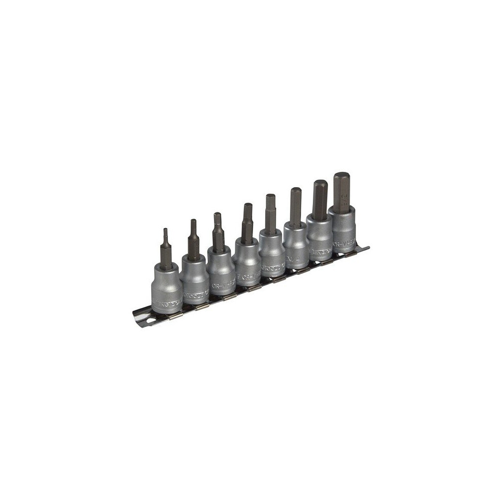 Teng M3811 M3811 Socket Clip Rail AF Hex Set of 8 3/8in Drive