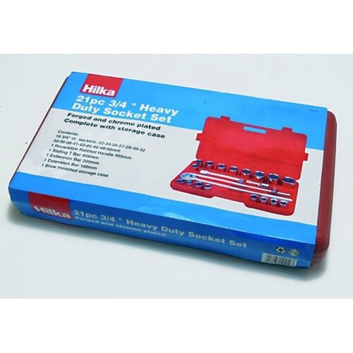 Hilka Hilka 04102102 21 pce 3/4" Drive Socket Set Metric