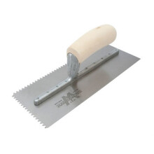 Marshalltown M701S Notched Trowel 11" x 4.1/2" V Notch Size 5.5mm x 4mm Shaped Wooden Handle