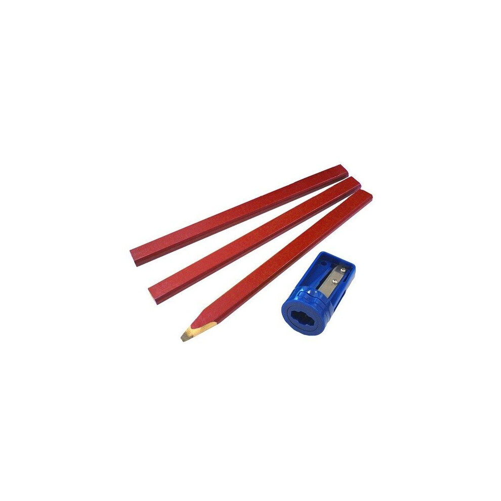 Faithfull FAICPSHARP Carpenter's Pencils Red (Pack of 3 +Sharp Card)