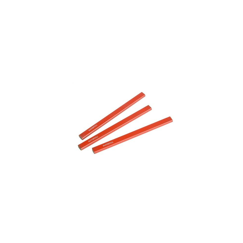Faithfull FAICPR Carpenter's Pencils - Red / Medium (Pack of 3)