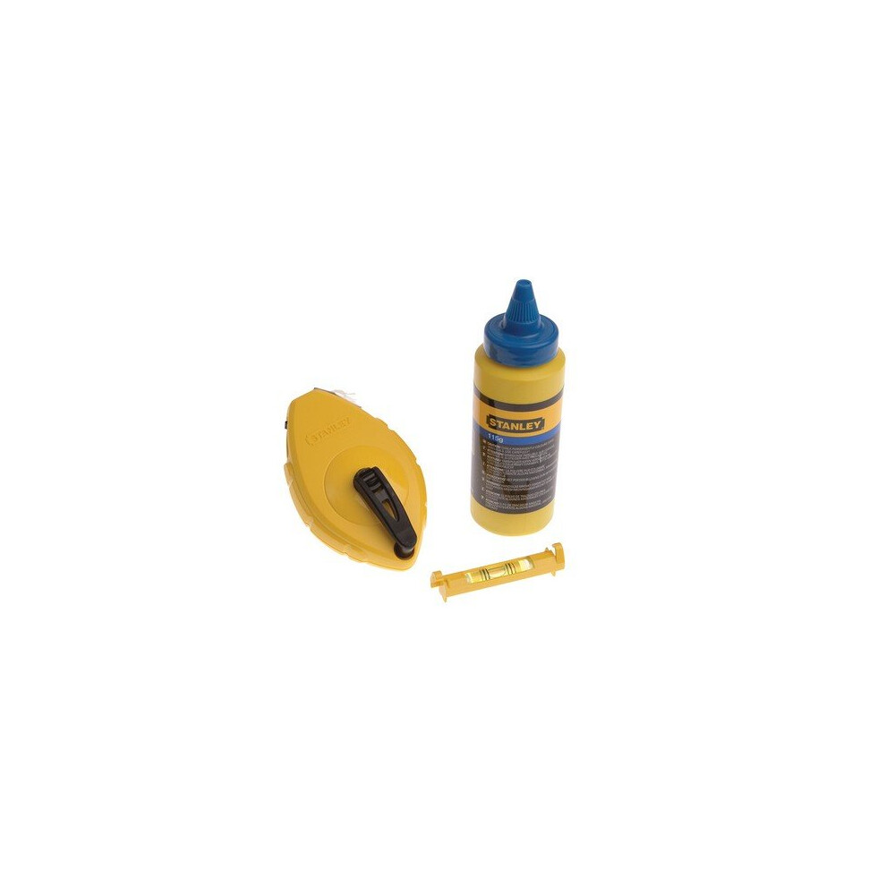 Stanley 0-47-443 Chalk Line 30m Blue Chalk & Level