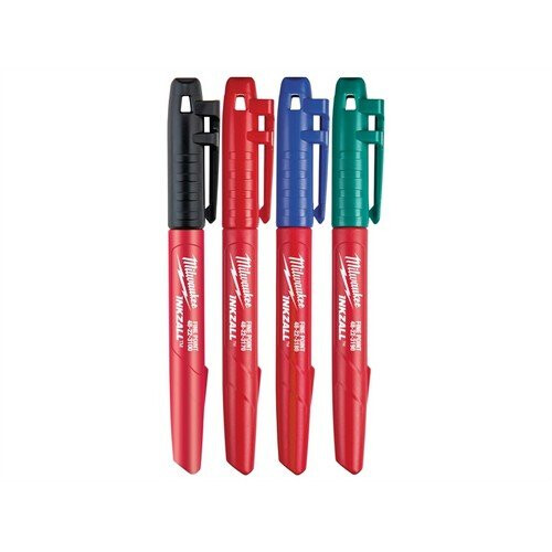 Milwaukee Set de 4 marqueurs - MILWAUKEE - 48223106 - Pointes ultrarésistantes - Pointe 1 mm - Multicolore
