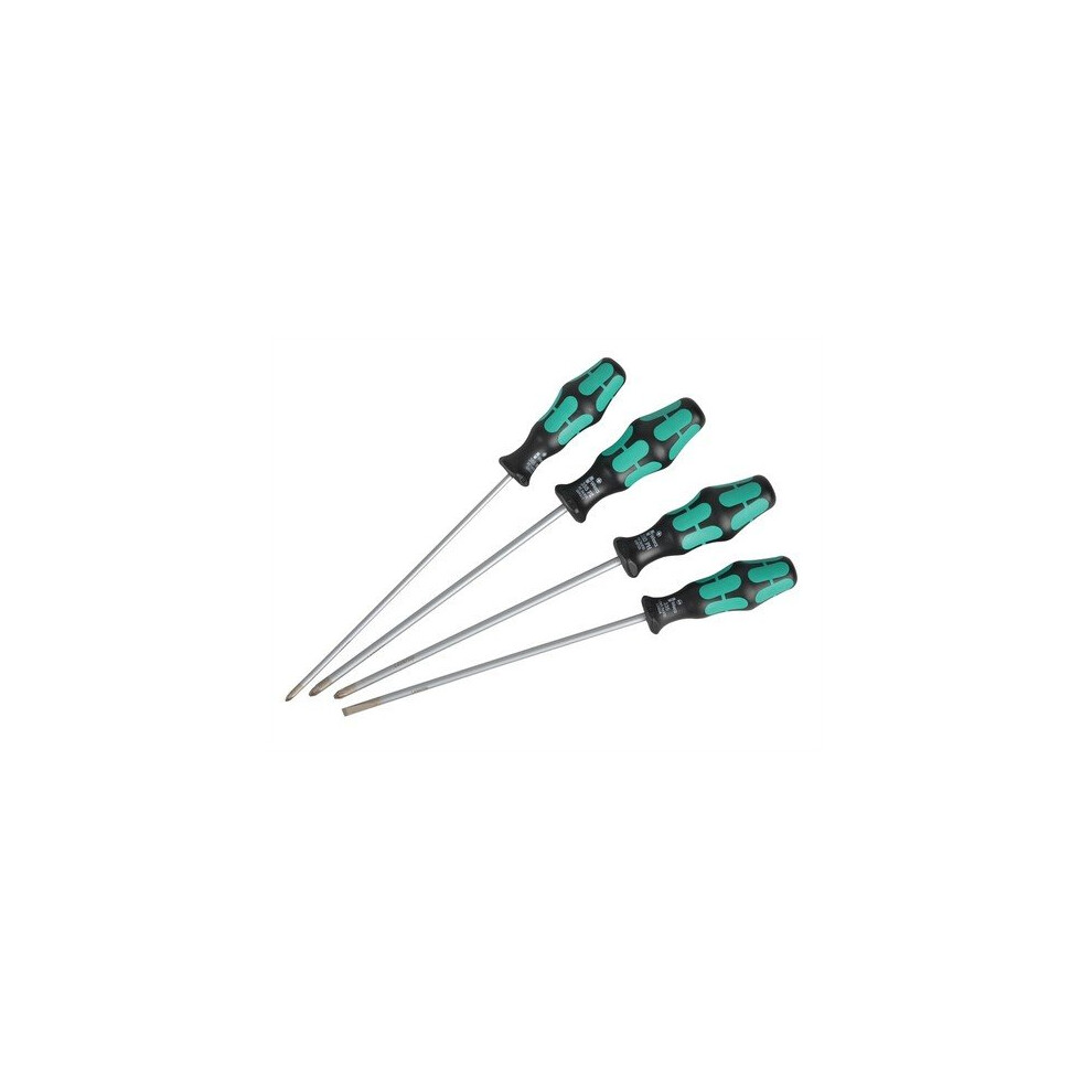 Wera 347736 Kraftform Plus Long Series Screwdriver Set of 4 2 x PZ 1 x PH 1 x SL
