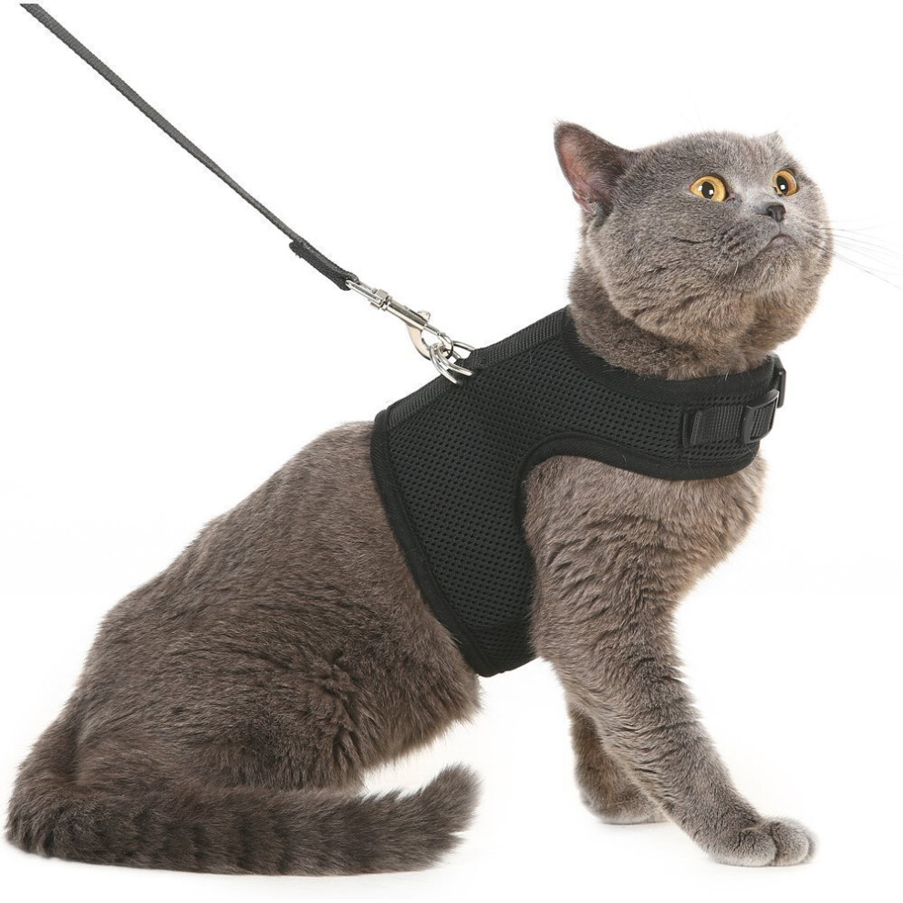 BINGPET Escape Proof Cat Harness and Leash Adjustable Soft Mesh