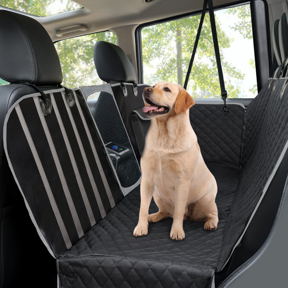Dog Car Seat Covers, Rear Car Seat Cover for Dogs with Mesh Viewing Window/Side Flaps Dog Hammock, Waterproof Heavy Duty Travel Hammock Bench...