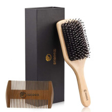 Hair Brush, Sosoon Boar Bristle Paddle Hairbrush for Long, Thick, Curly, Wavy, Dry or Damaged Hair, Reducing Hair Breakage and Frizzy, No More...