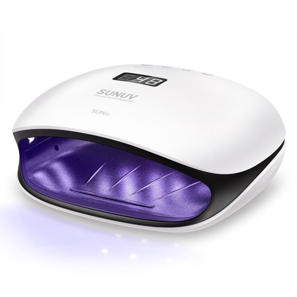 SUNUV LED Nail Lamp, SUN4 48W Professional Nail Lampe UV Nail Dryer for Gel Polish Builder with Sensor 4 Timer LCD Display and Double-Speed