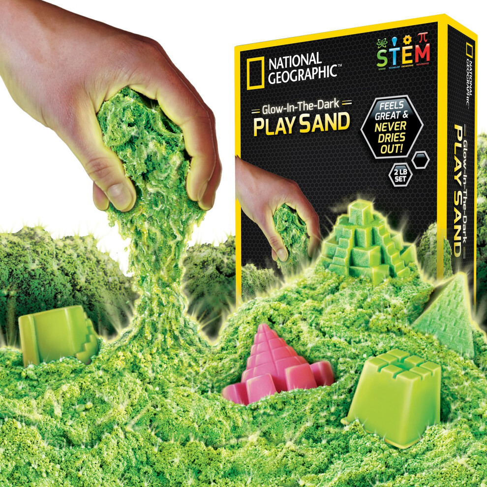 National Geographic Play Sand - 900 Grams of Sand with Castle Moulds and Tray