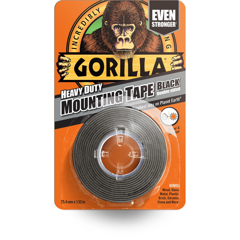 GORILLA GLUE 3044201 1.5 m Heavy Duty Mounting Tape - Black