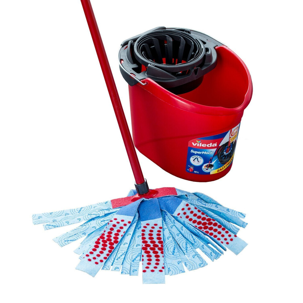 Vileda SuperMocio 3Action XL Mop and Bucket Set, Red/Blue