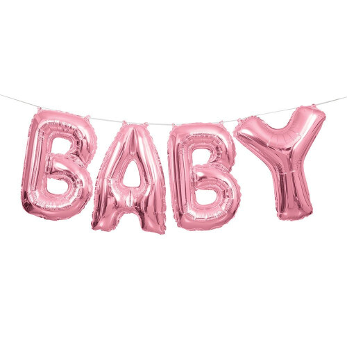 Unique Party  53684  - Foil Pink Baby Letter Balloon Banner Kit