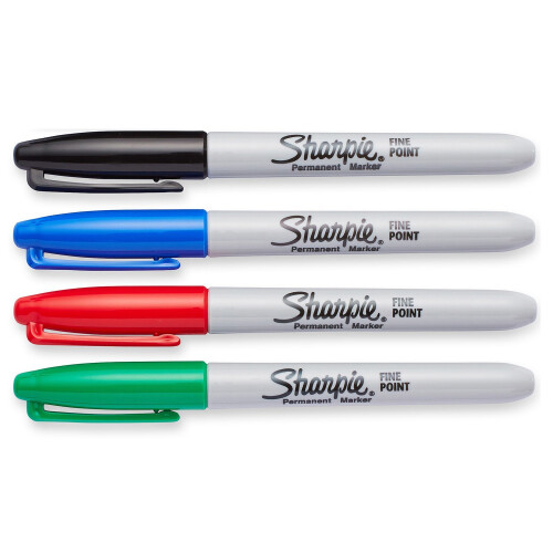 Sharpie Μαρκαδόροι Sharpie μόνιμοι, λεπτή μύτη, ποικιλία τυποποιημένων χρωμάτων, 4 τεμάχια 1