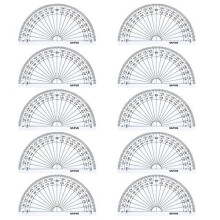 Plastic Protractor for Angle Measurement Student Math 180 Degrees, 4 Inches, Clear, 10 Pack