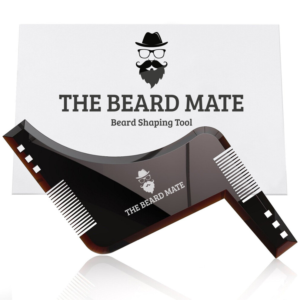 The-Beard-Mate Beard Shaping Tool Template. Beard Shaper Tool Plus Comb For Line Up & Edging, Men's Facial Hair Hairline Perfect Symmetric Lines And Trim With...