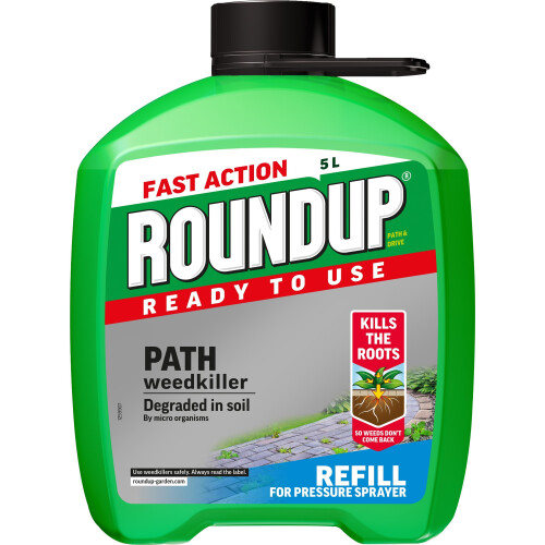 Roundup Roundup Ready to Use Path Weedkiller 5L Refill - Systemic, Fast-Acting Weed Killer for Paths & Drives, 150m2 Coverage (C-100117)