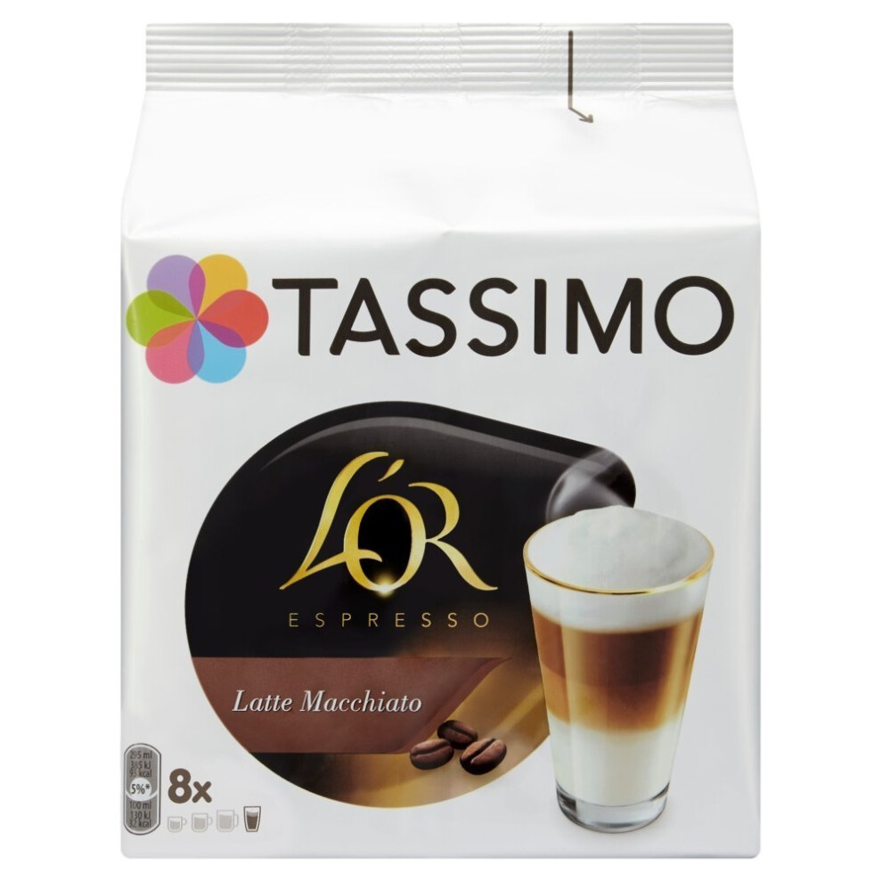 Tassimo L'or Latte Macchiato Coffee Pods (Pack Of 5, Total 80 Pods, 40 Servings)
