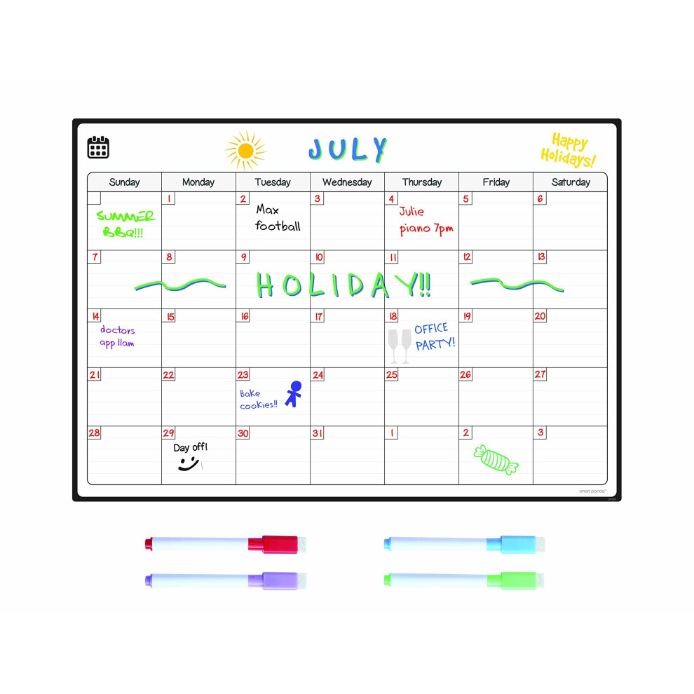 Smart-Panda Magnetic Fridge Whiteboard Calendar By Smart Panda - Perfect Month Planner, Memo Or Event Reminder For Adults And Children - Easy To Write And Wipe...