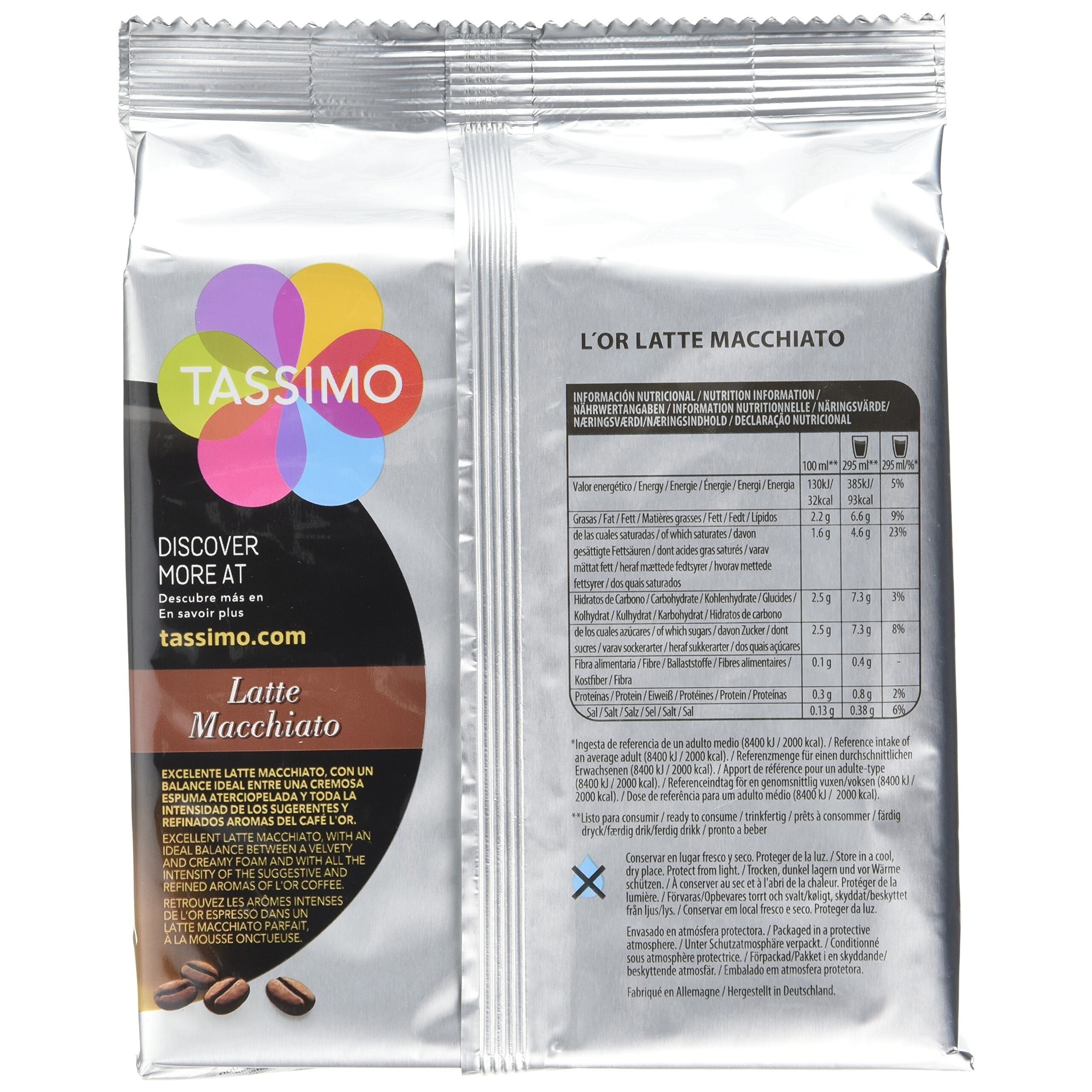 Tassimo L'OR Latte Macchiato Coffee Pods (Pack of 5, Total 80 pods, 40 ...