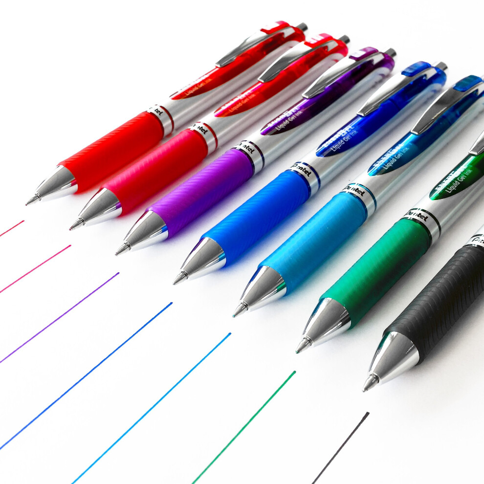 Pentel EnerGel XM BL77 - Retractable Liquid Gel Ink Pen - 0.7mm - 52% Recycled - Pack of 7