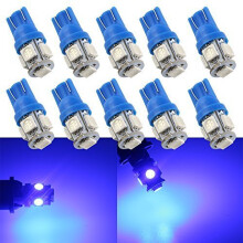 Grandview 10-Pack T10 501 LED Bulbs W5W 194 168 Blue 5-SMD 5050 LED Car Interior,Dashboard,Number Plate,Sidelights Boot Light Bulbs (12 V)