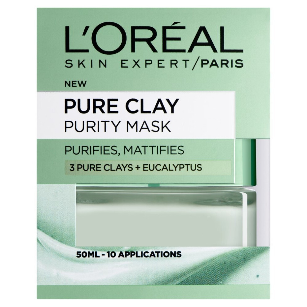 L'OREAL PARIS 3 PURE CLAYS AND EUCALYPTUS PURITY MASK, 50 ML