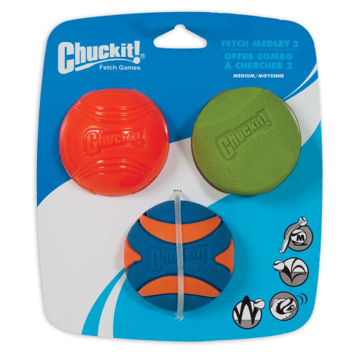 Chuckit! Chuckit! Fetch Medley 2 Pet Toy Balls, Medium