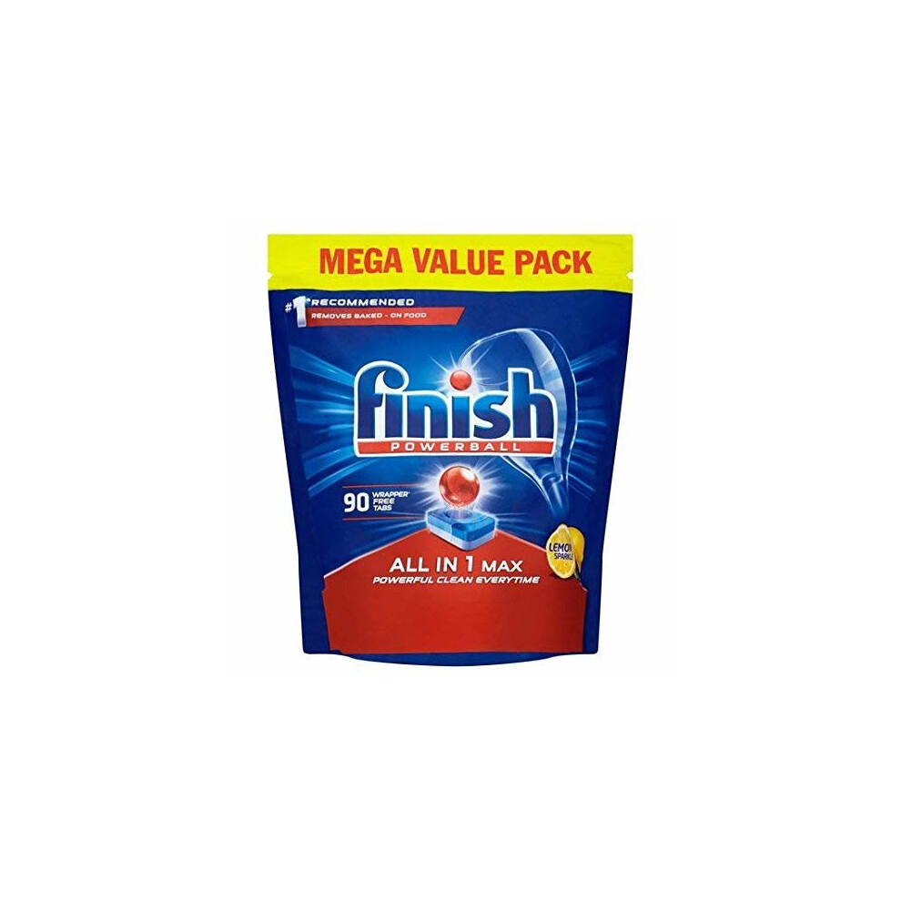 Finish All-in-1 Max Lemon Dishwasher Tablets 90-Count (LEMONDISHWASHERTAB90) – Powerball, Stain Removal, Glass & Silverware Care