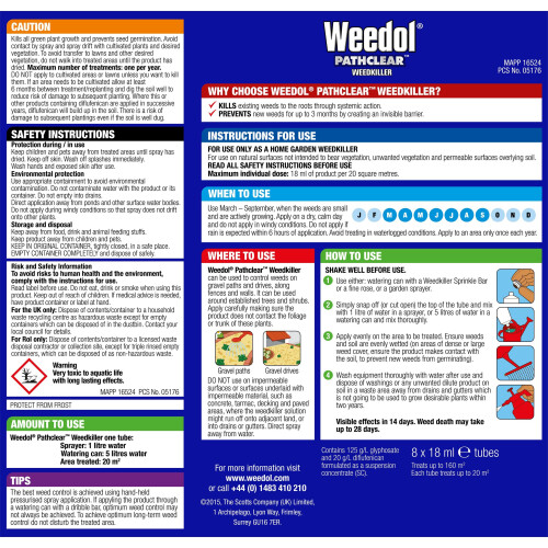 Weedol Weedol Pathclear Weedkiller Liquid Concentrate, 6 Plus 2 Tubes Free 1