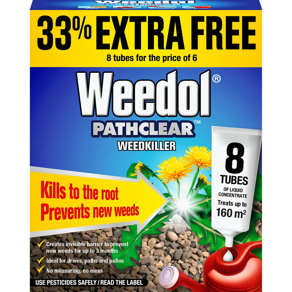 Weedol Pathclear Weedkiller Liquid Concentrate, 6 Plus 2 Tubes Free