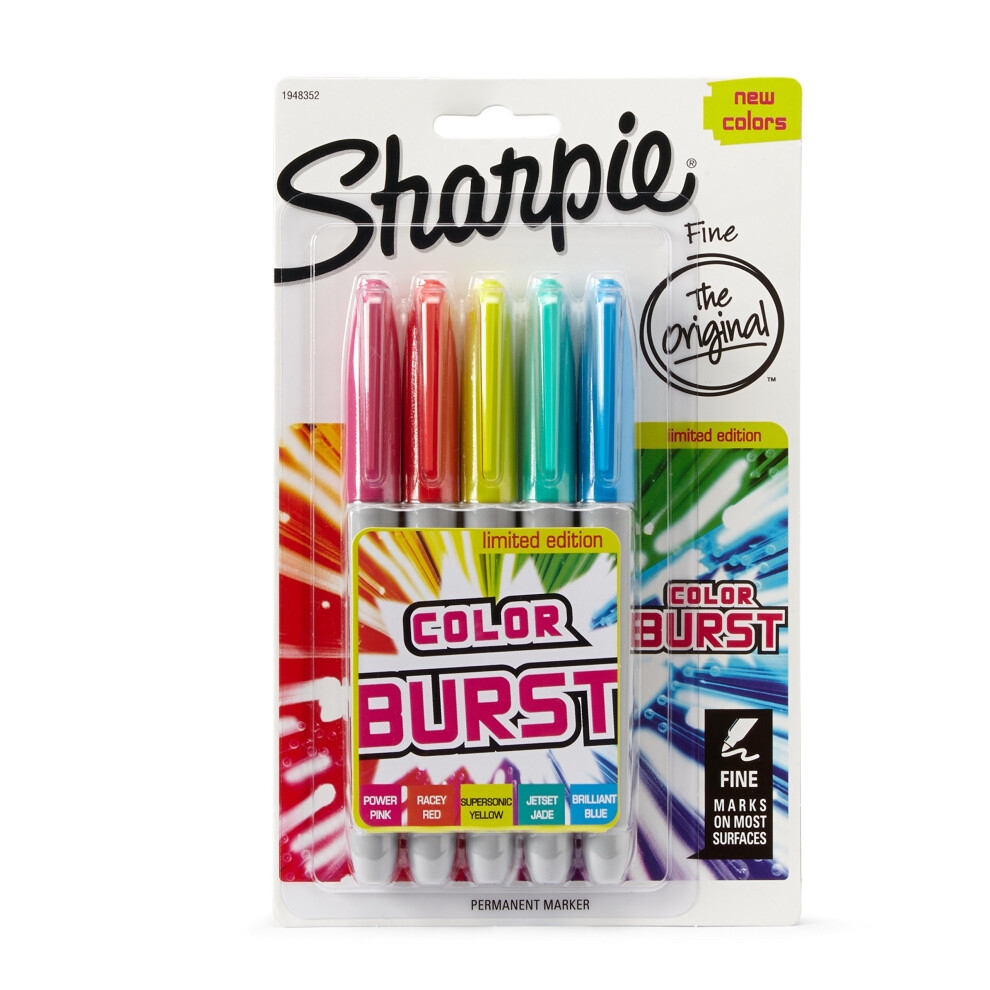 Sharpie Fine Permanent Marker - Colour Burst (Pack of 5)