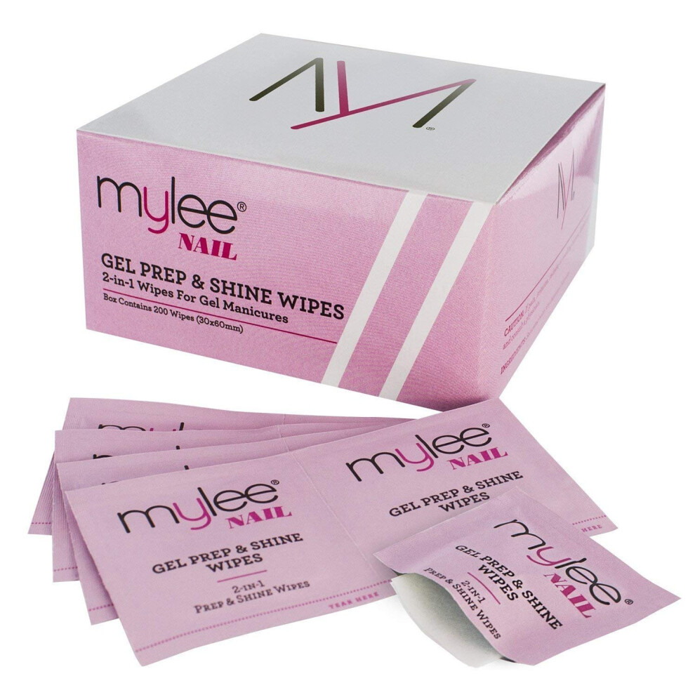 Mylee 200pcs Gel Polish Prep & Shine Wipes, UV LED Gel Nails Soak Off Varnish & Sticky Residue Remover, Cleanses Nail Plate Pre-Manicure Pedicure...