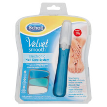 Scholl Velvet Electronic Nail Care System - Blue (C-3024087): 3-Step At-Home Manicure/Pedicure with Safety Stop