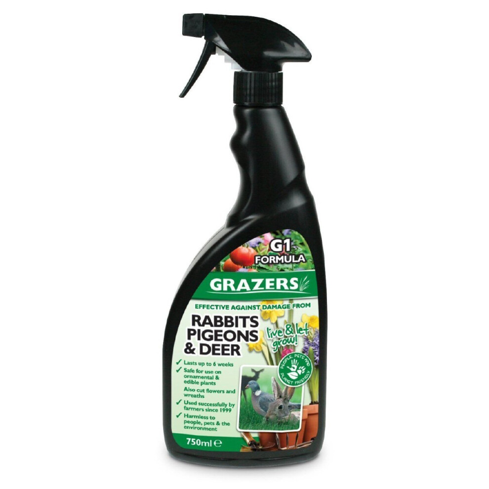 Grazers G1 â Plant Protection Against Rabbits, Pigeons, Deer & Geese â Pest Repellent â 750ml R.T.U.