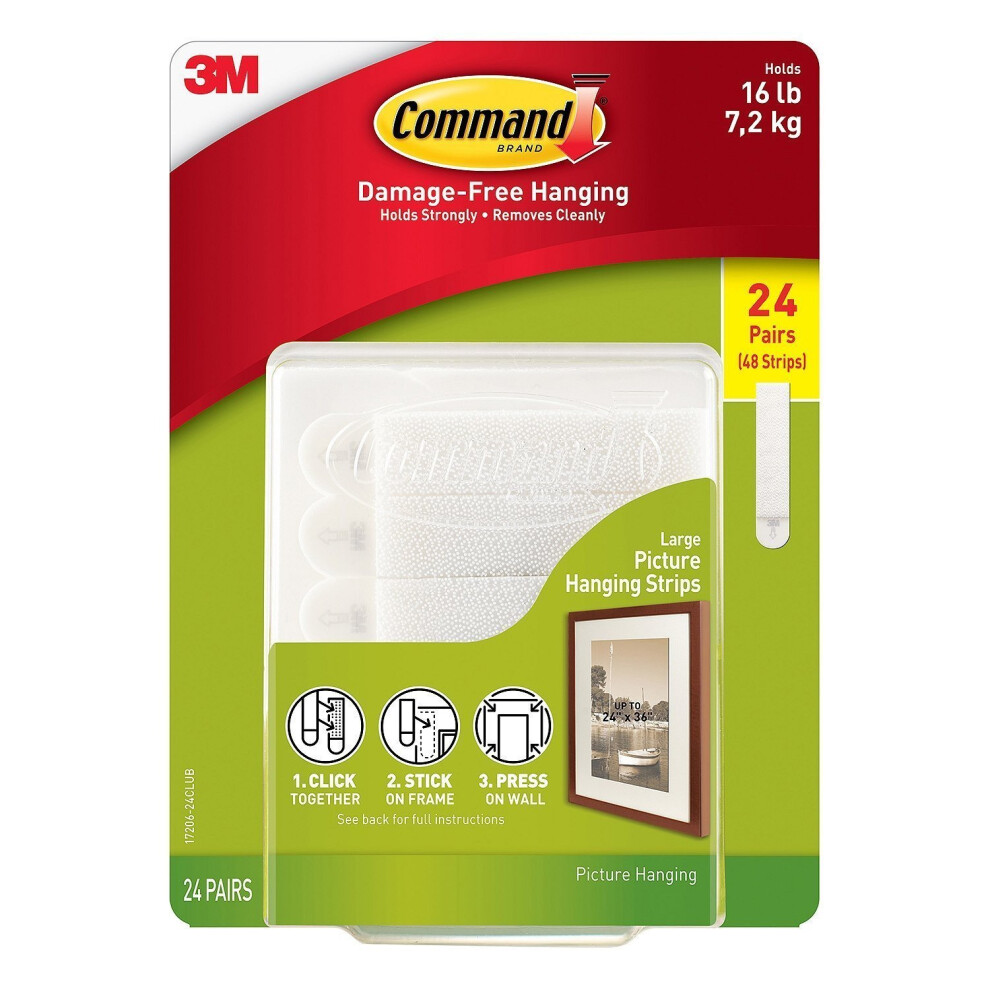 Command Picture & Frame Hanging Strips, Large (24 Pair) by Command