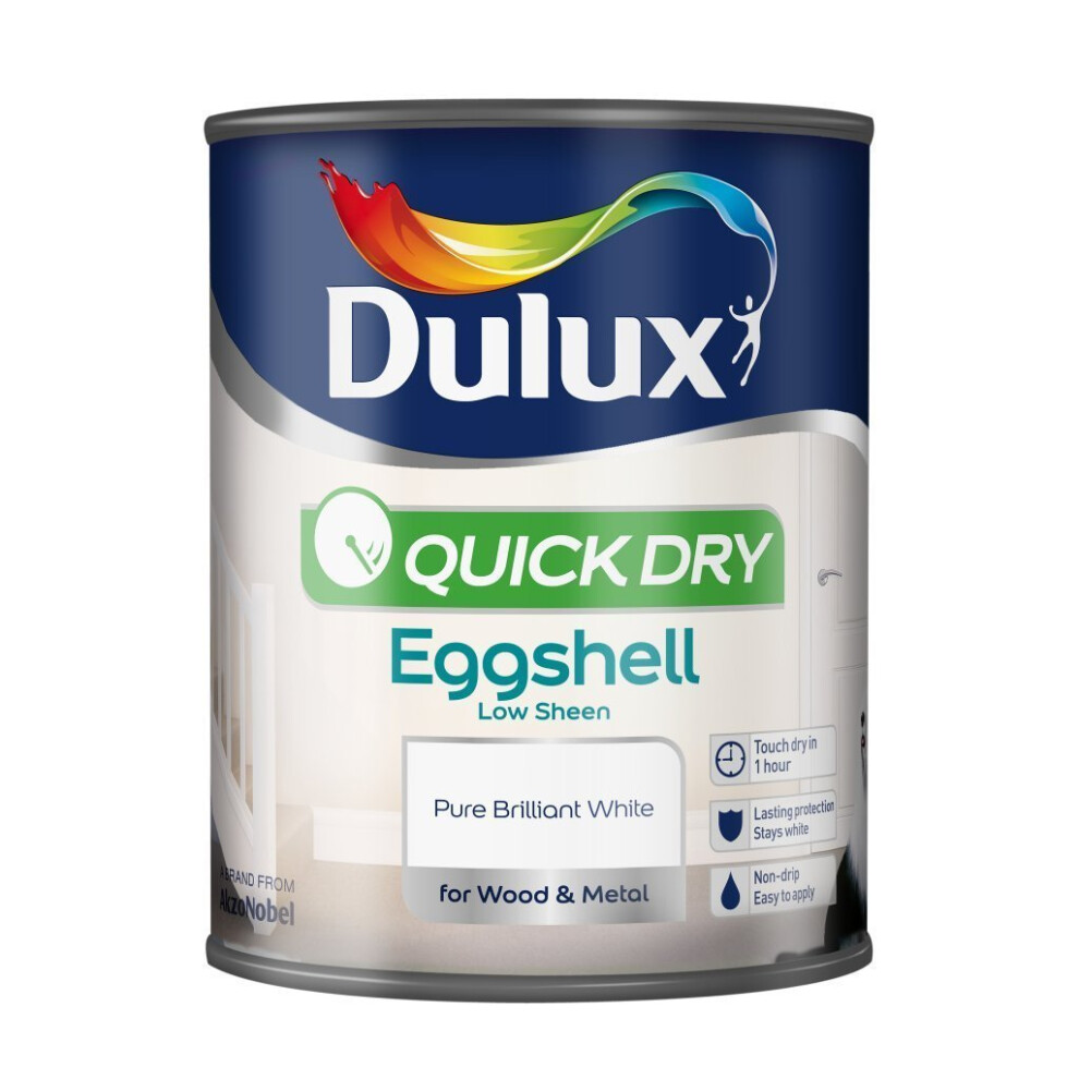 Dulux Quick Dry Eggshell Paint, 2.5 L - Pure Brilliant White