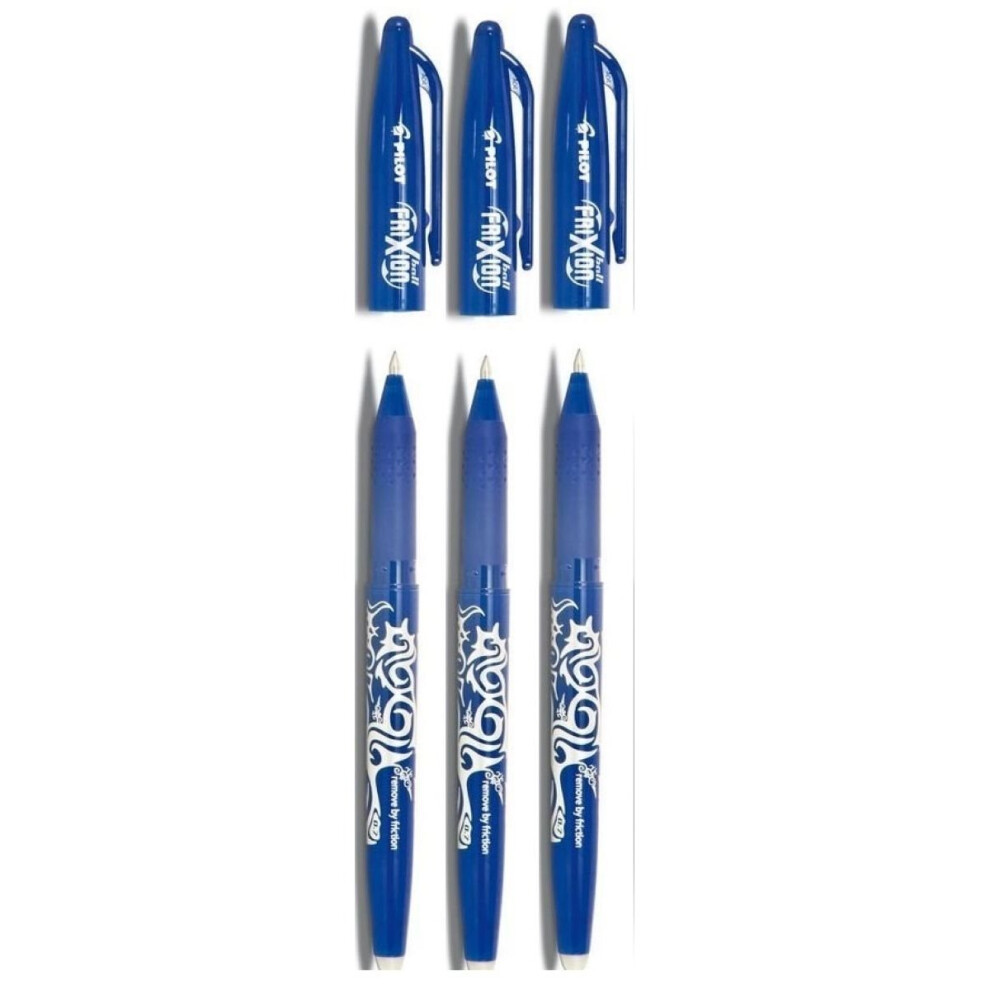 Pilot Blue Frixion Rollerball Erasable Pens Pen 0.7mm Nib Tip 0.35mm Line BL-FR7 (Pack Of 3)