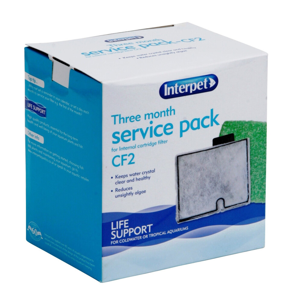 Interpet CF2 Internal Cartridge Filter 3-Month Service Pack (C-2320) - Includes 3 replacement cartridges & 3 AlgaAway pads