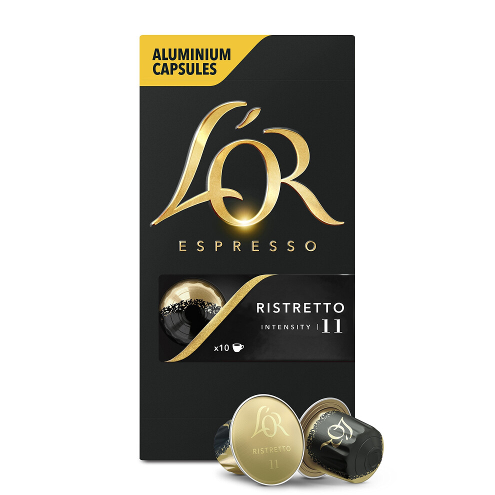 L'OR Espresso Ristretto Intensity 11 - Nespresso* Compatible Coffee Capsules (Pack of 10, 100 Capsules in Total)