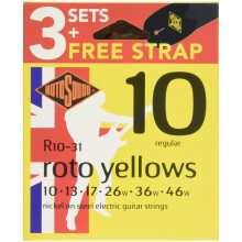 Rotosound R10-31 Electric Guitar Strings with Strap (Pack of 3)