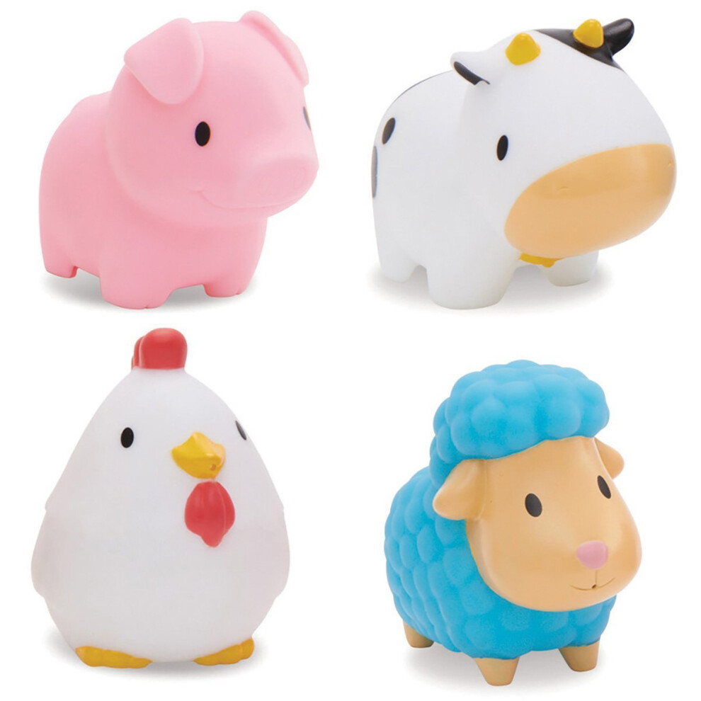Munchkin Floating Farm Animal Themed Rubber Bath Squirt Toys For Baby - Pack Of 4