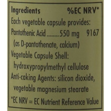 Acide pantothénique 550 mg 50 gélules végétales Solgar